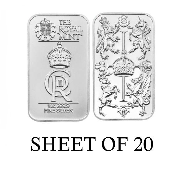 1 Oz Silver Celebration Bar Sheet (Sealed) (20 Pcs) – Royal Mint UK
