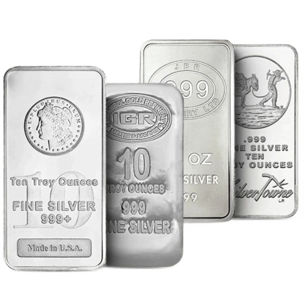10 oz Silver Bar Unsealed (Circulated) – Various Brands